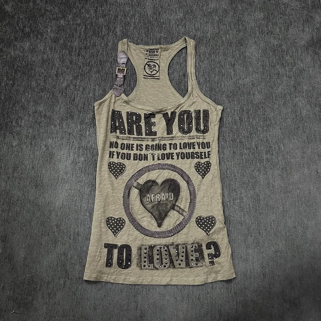 Y2K khaki leather detail sleeveless 상품이미지1