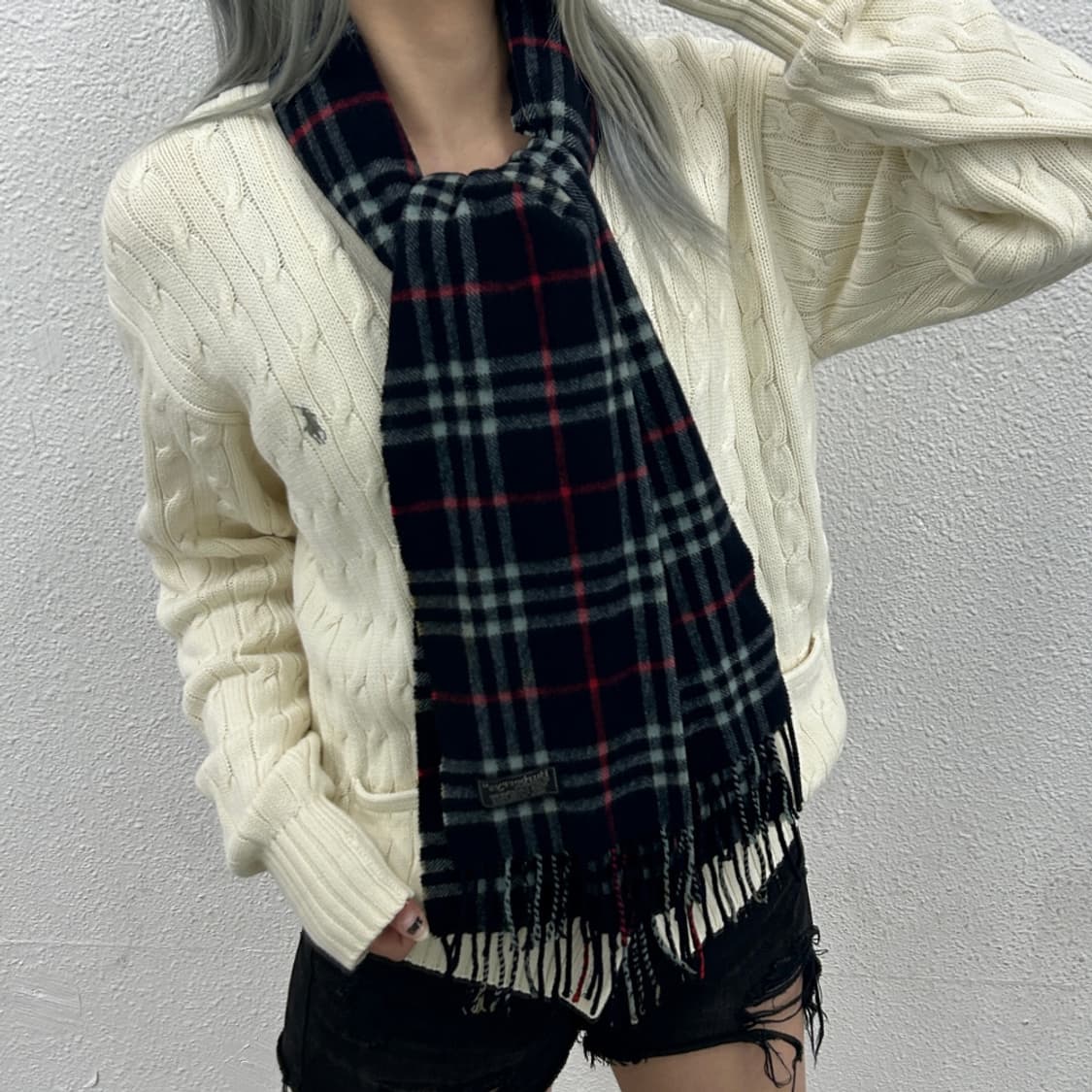 버버리 네이비 노바체크 캐시미어 머플러 상품이미지1