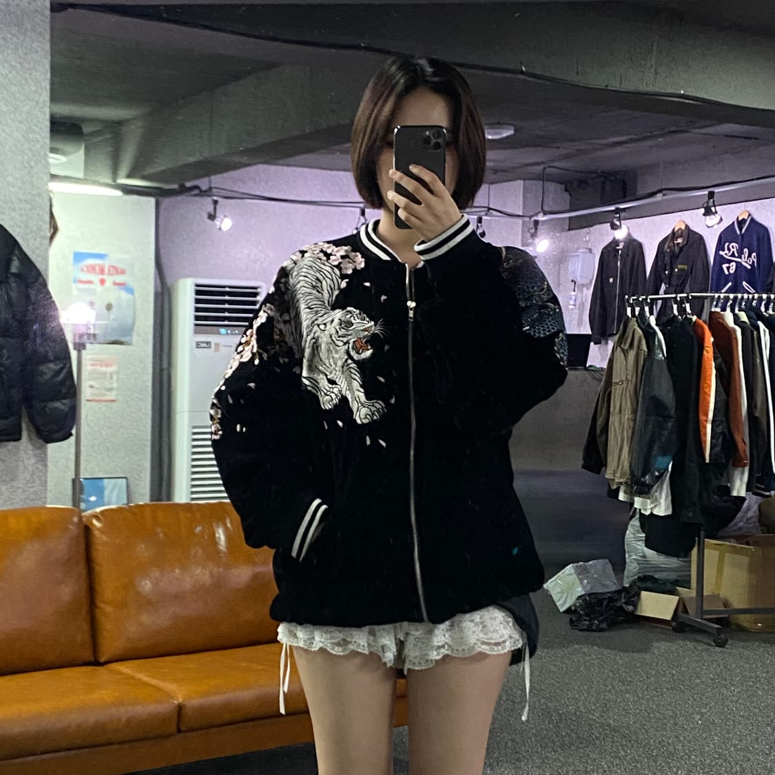 오니데님 풀 자수 벨벳 스카잔 B2726 상품이미지1