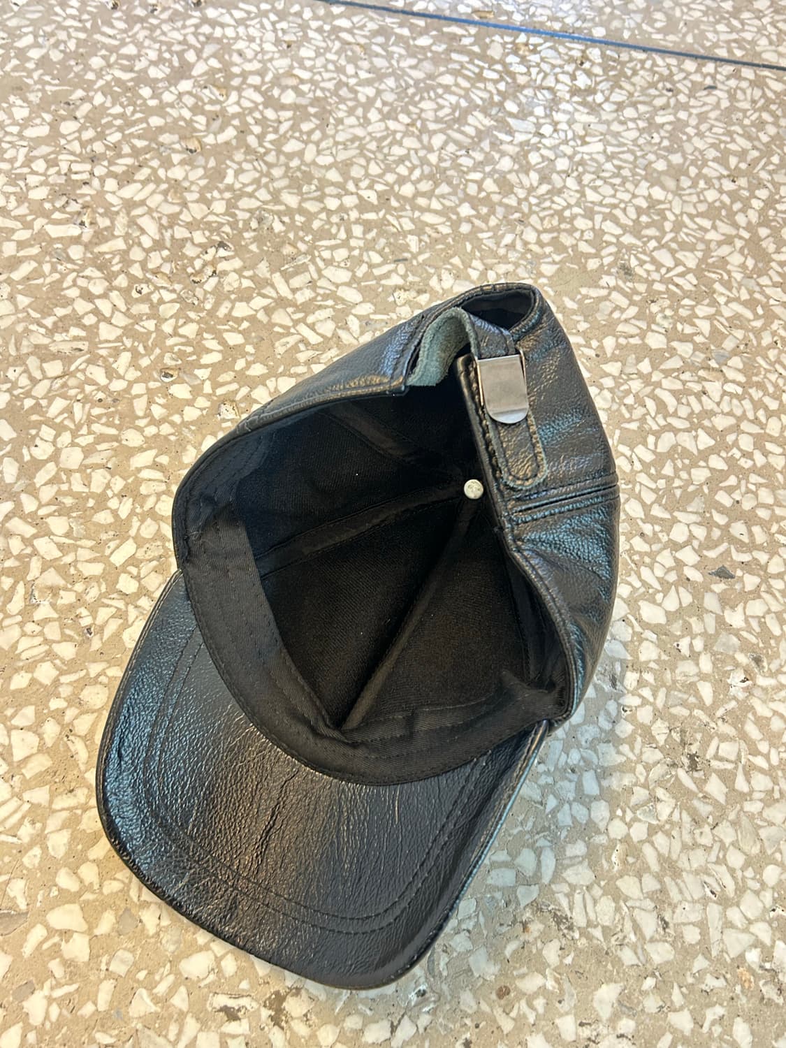 Black Leather Newsboy Cap 상품이미지4