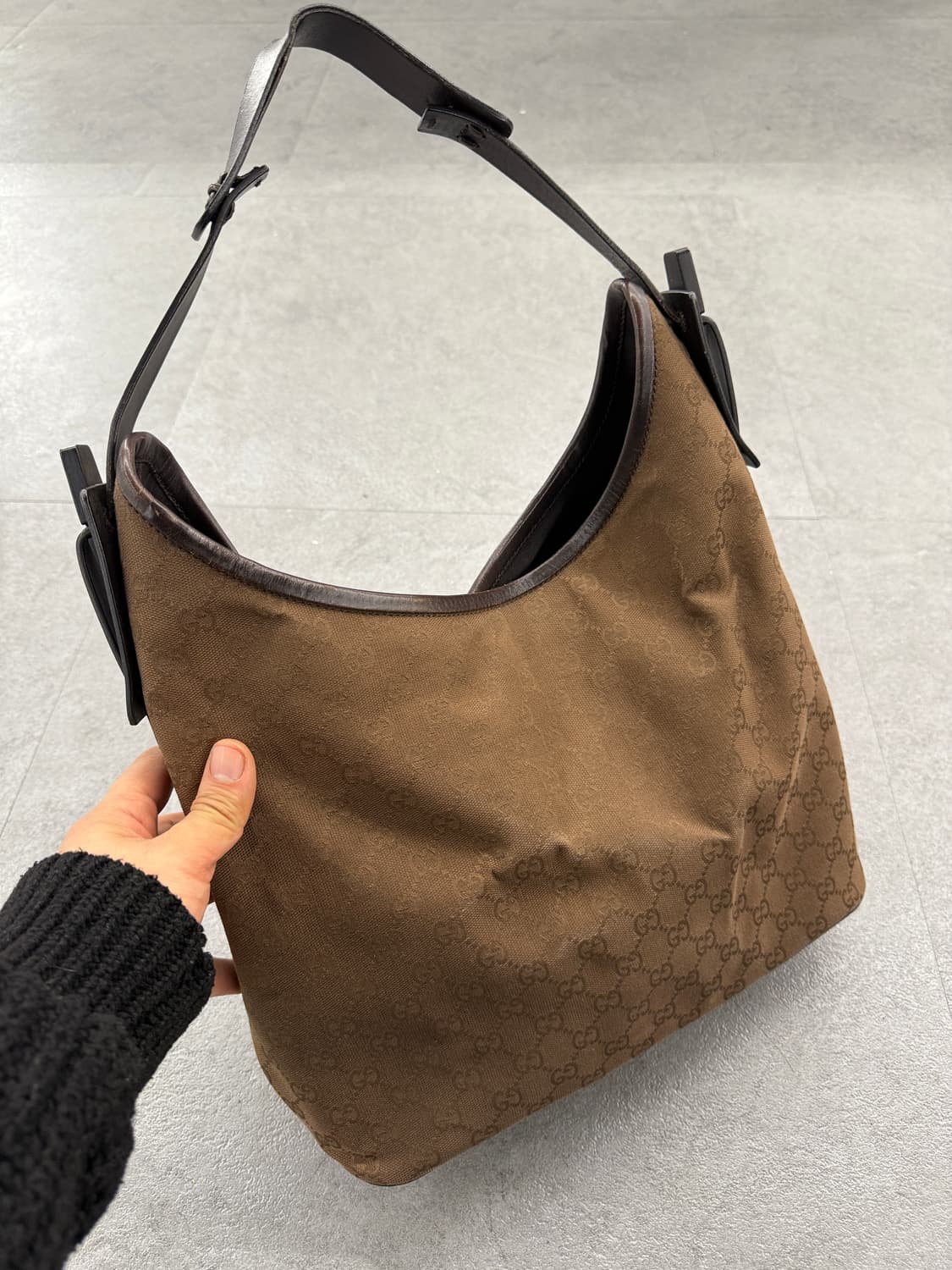 구찌 정품 GG 캔버스 호보백 브라운 상품이미지3