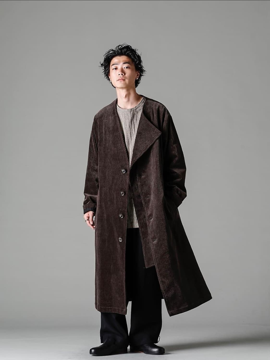 요지 야마모토 뿌르옴므 22aw 아방가르드 코듀로이 이중 코트 상품이미지1