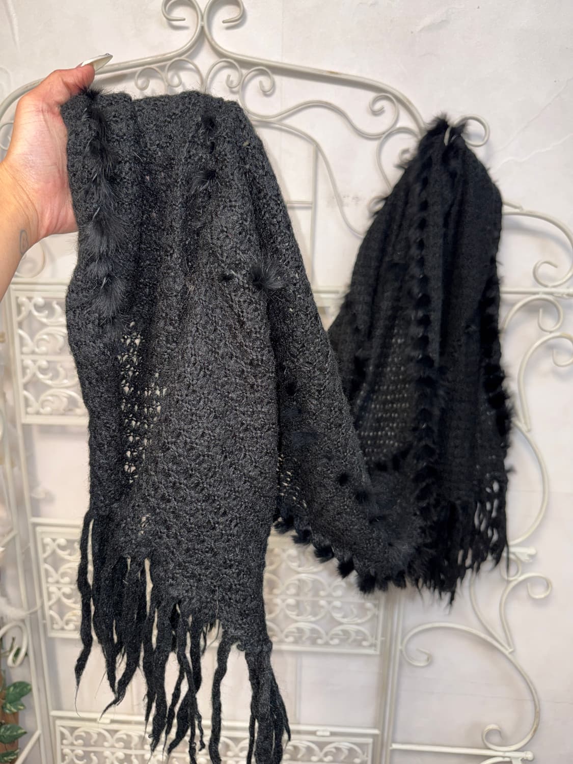 Black grunge fur trimming muffler 상품이미지3