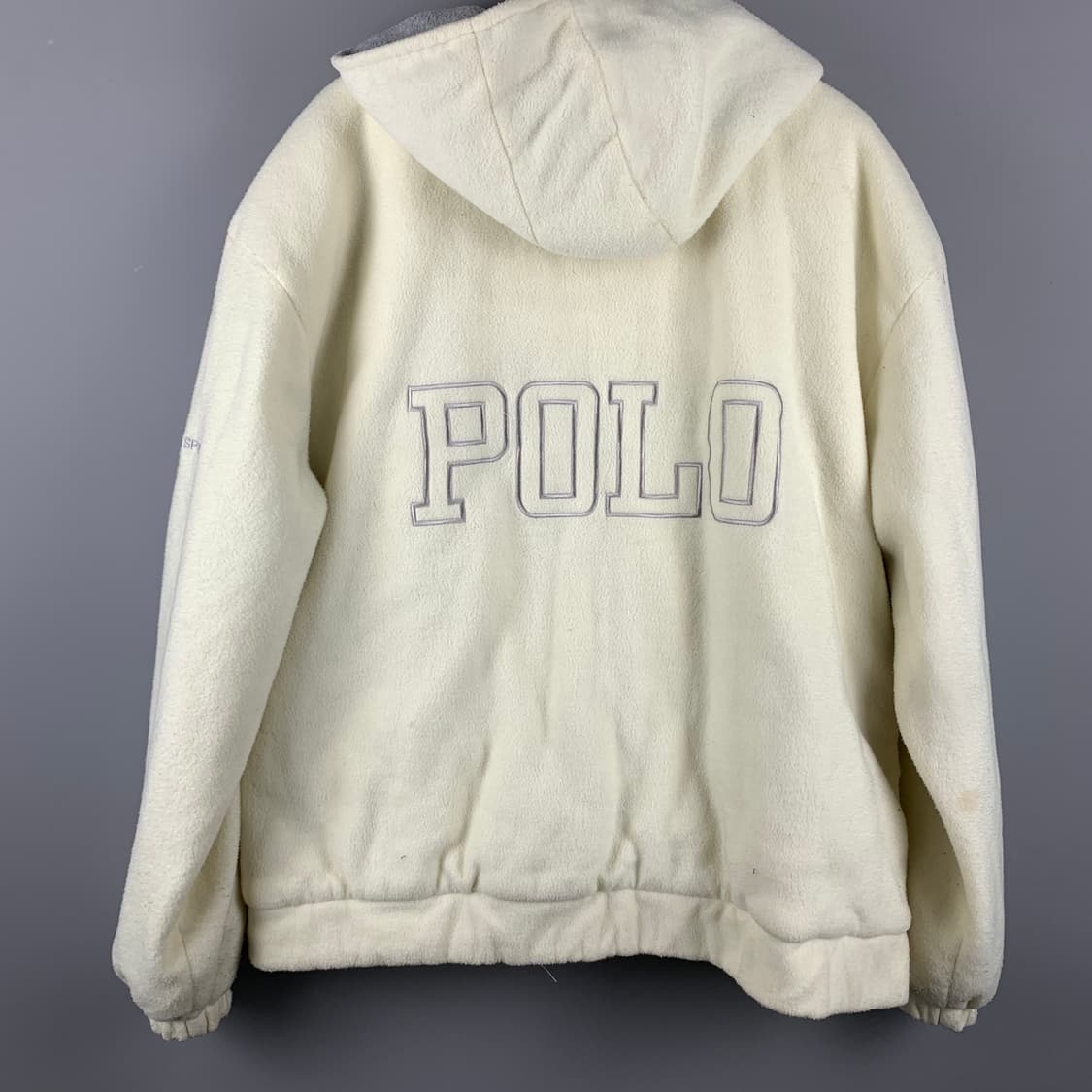90s 폴로 스포츠 아이보리 후리스 후드집업 점퍼 상품이미지4