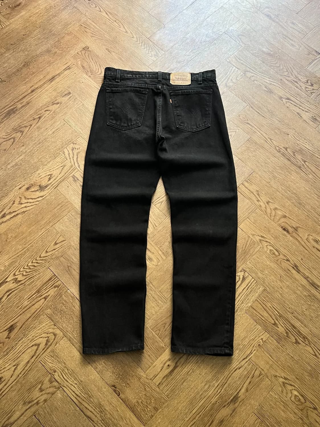 [36]90's 리바이스 오렌지탭 USA Made 505 흑청 데님 팬츠 상품이미지1