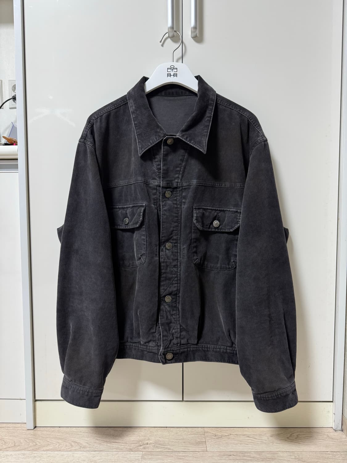 4) 폴리테루 코듀로이 멀티 페이디드 트러커 차콜 상품이미지1