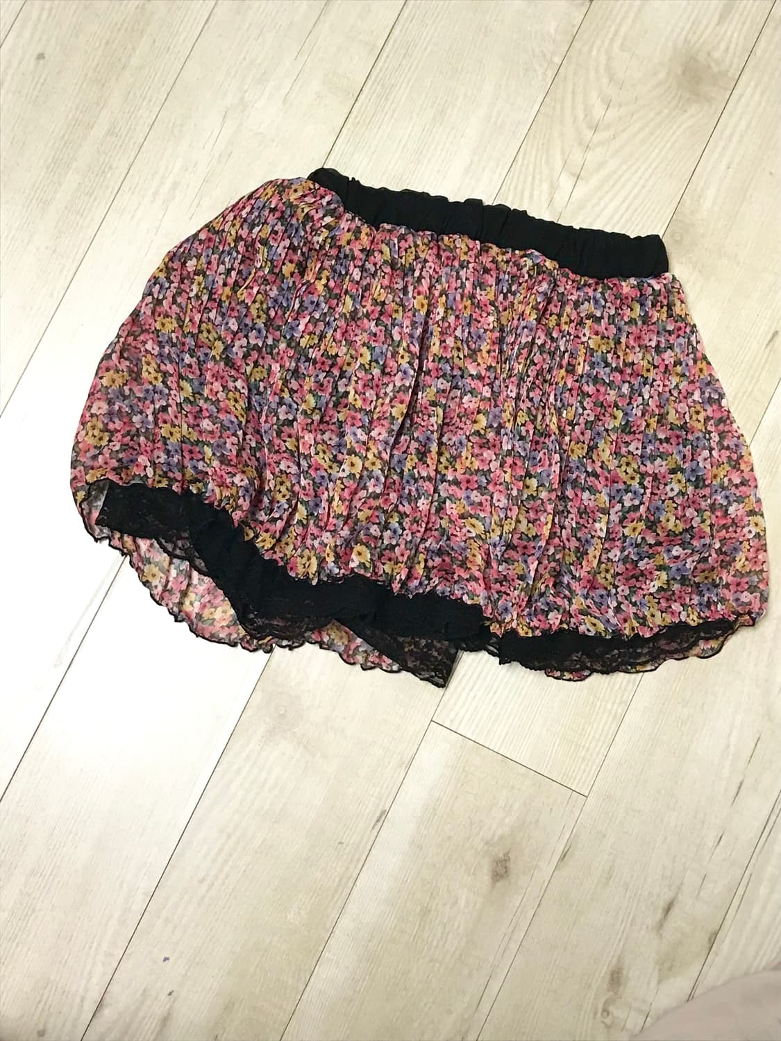 flower black lace pleats skirt 상품이미지3