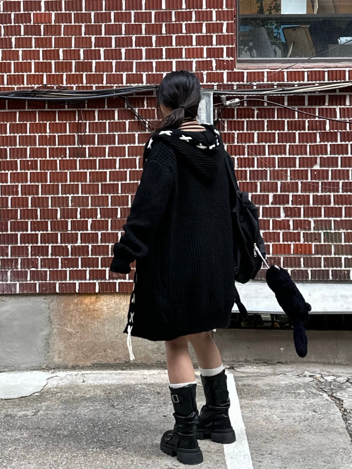 체크 원피스 롱 가디건 스트라이프 목폴라 코디세트 상품이미지3