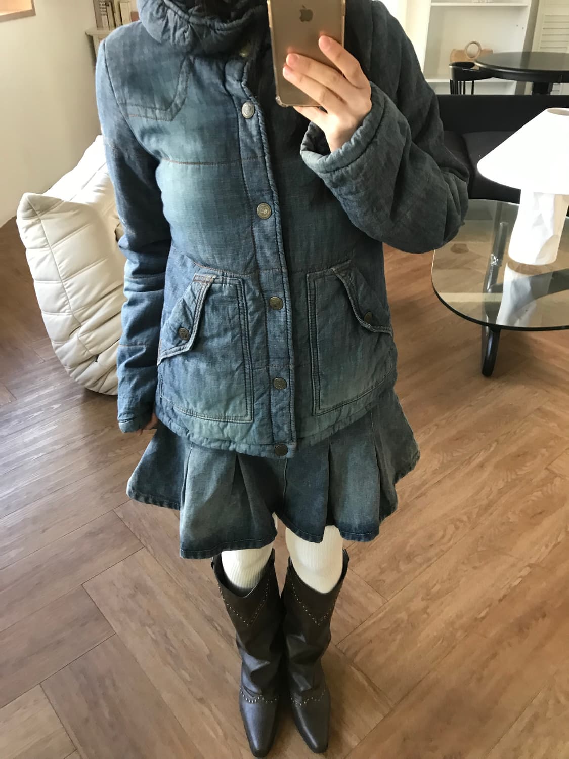 vintage denim skirt 상품이미지1