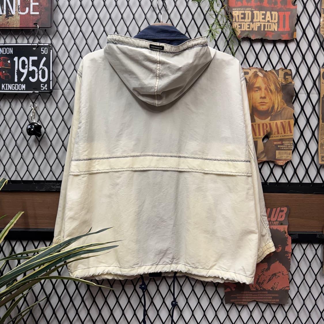 90s JPN VINTAGE 올드스쿨 아노락 후드 바람막이 아이보리 상품이미지2