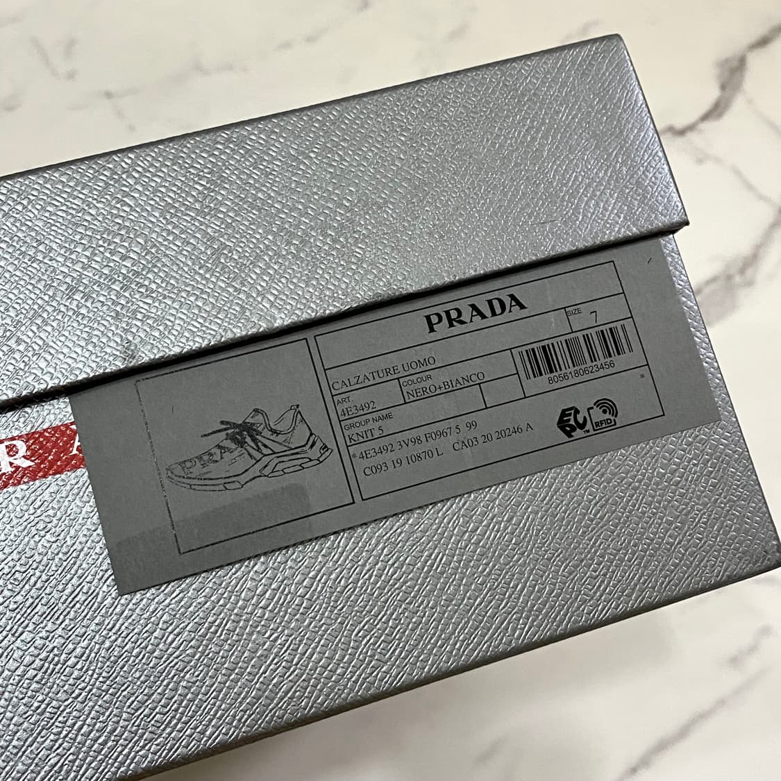 7 프라다 XY 로고 니트 스니커즈 신발 블랙 화이트 풀박스 상품이미지6