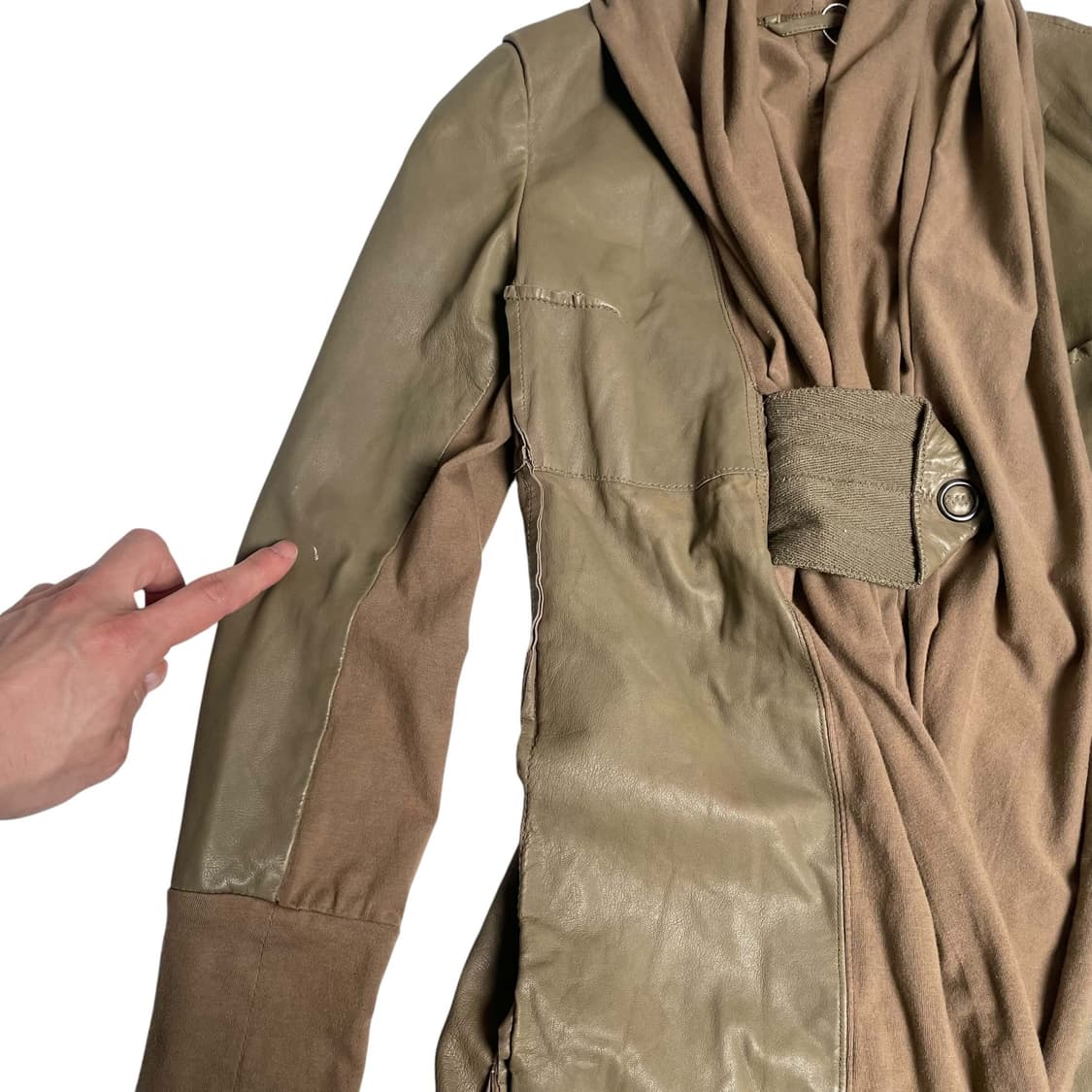 Brogden 져지 레더 레이어드 드레이프 코트  상품이미지10