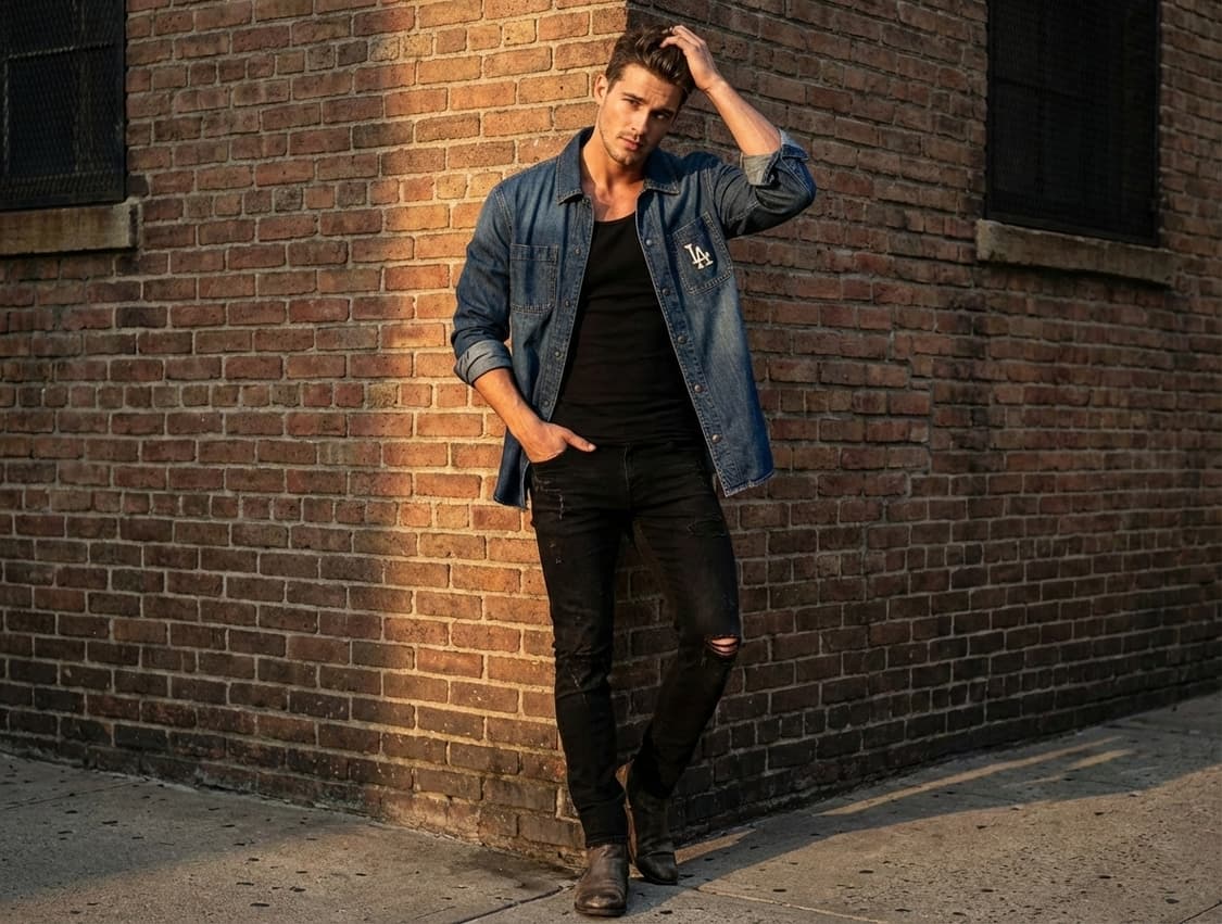 [새상품] MLB LA다저스 오버핏 데님 셔츠 자켓 S사이즈90 상품이미지1