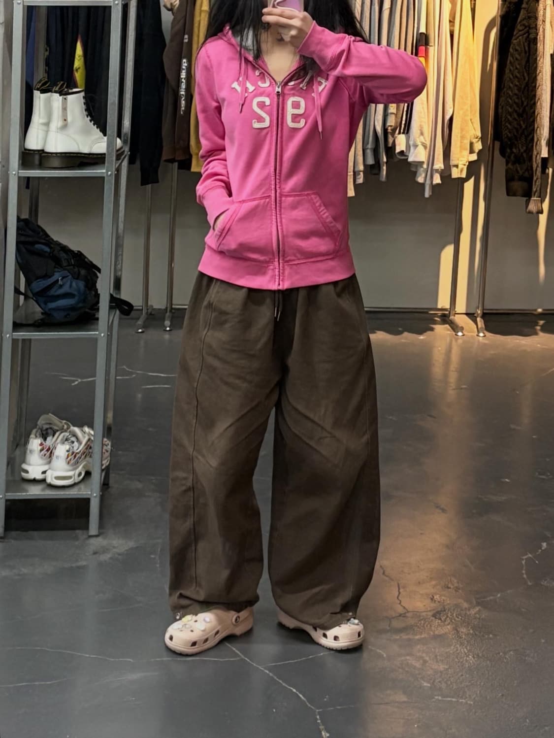 아베크롬비 빅로고 y2k 핑크 후드집업 A2980 상품이미지1