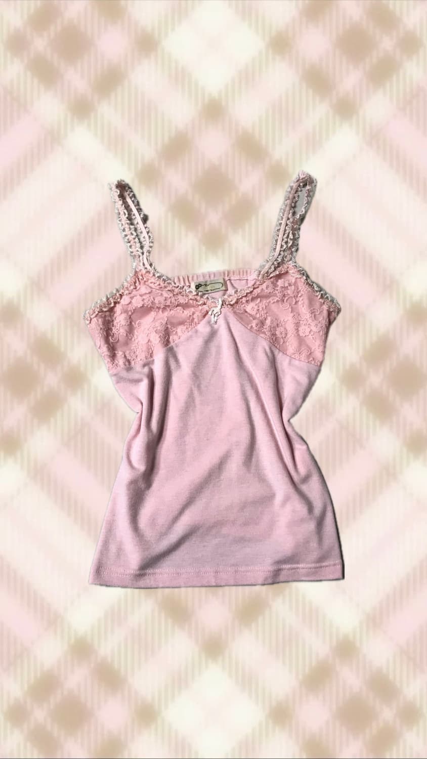 고전 리즈리사 핑크 레이스 슬리브리스 나시 라떼 히메 갸루 러블리 로걀 상품이미지1