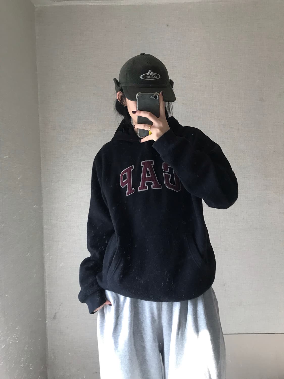 갭 블랙 후리스 후드티 상품이미지4