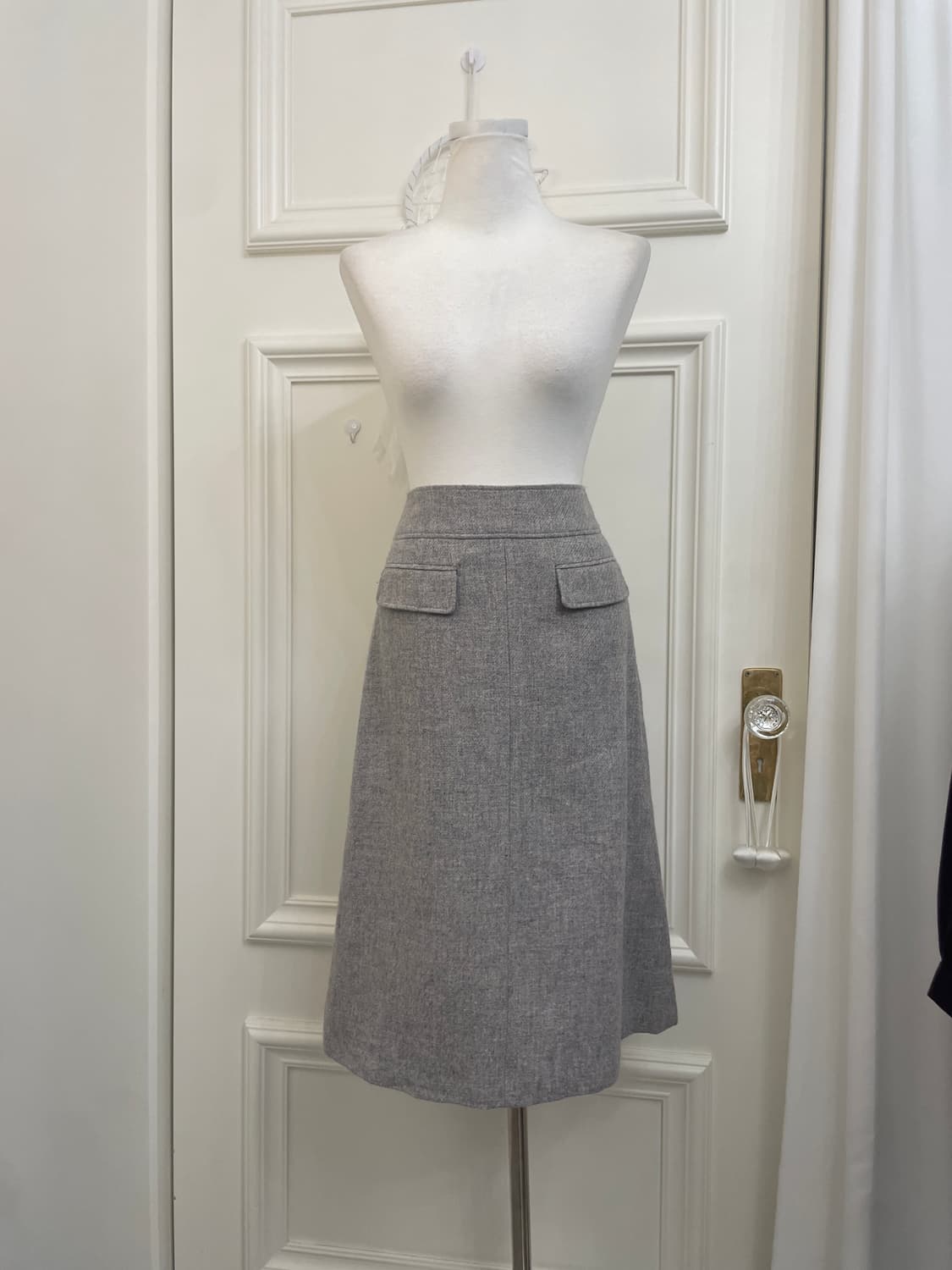 blue gray wool pocket point midi skirt 상품이미지1