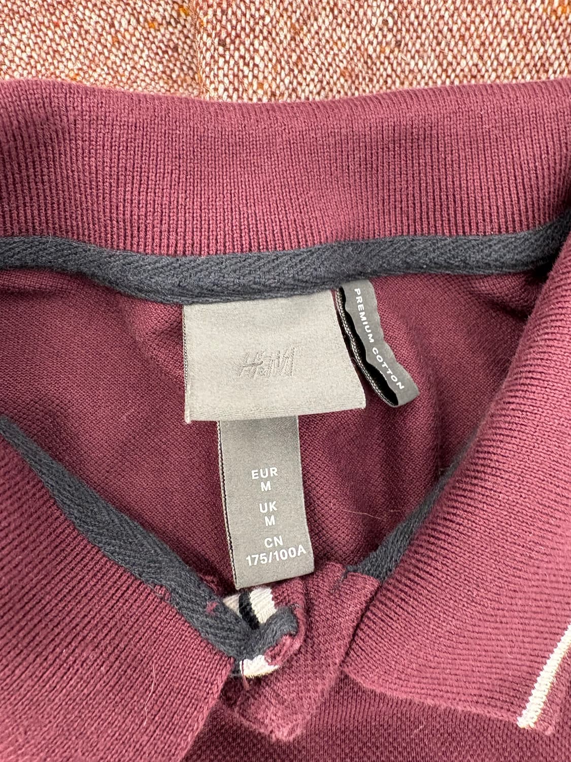 🍷 H&M 프리미엄 코튼 와인컬러 폴로 셔츠 (M size) 상품이미지2