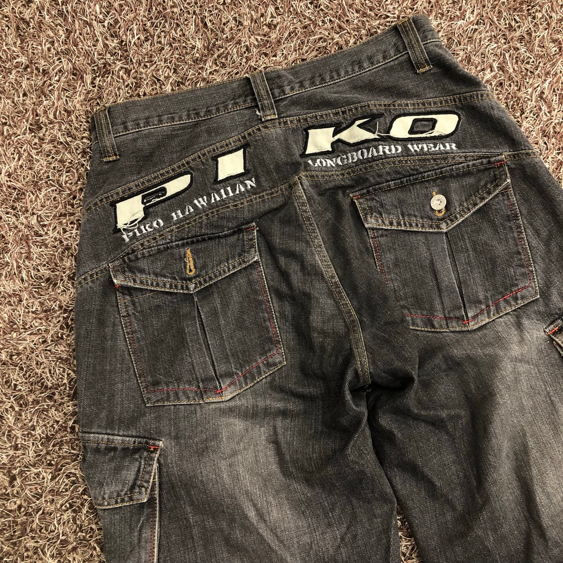 PIKO 블랙 워싱 데님 카고 팬츠 상품이미지6