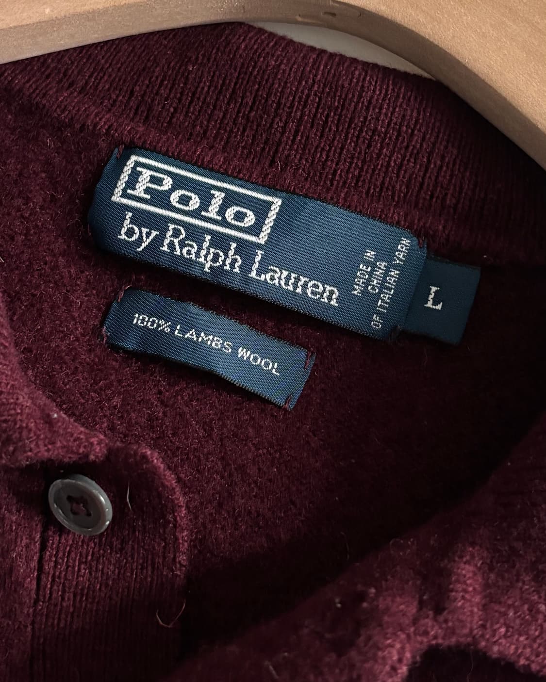 Polo 폴로 랄프로렌 램스울 버건디 카라 니트 상품이미지3