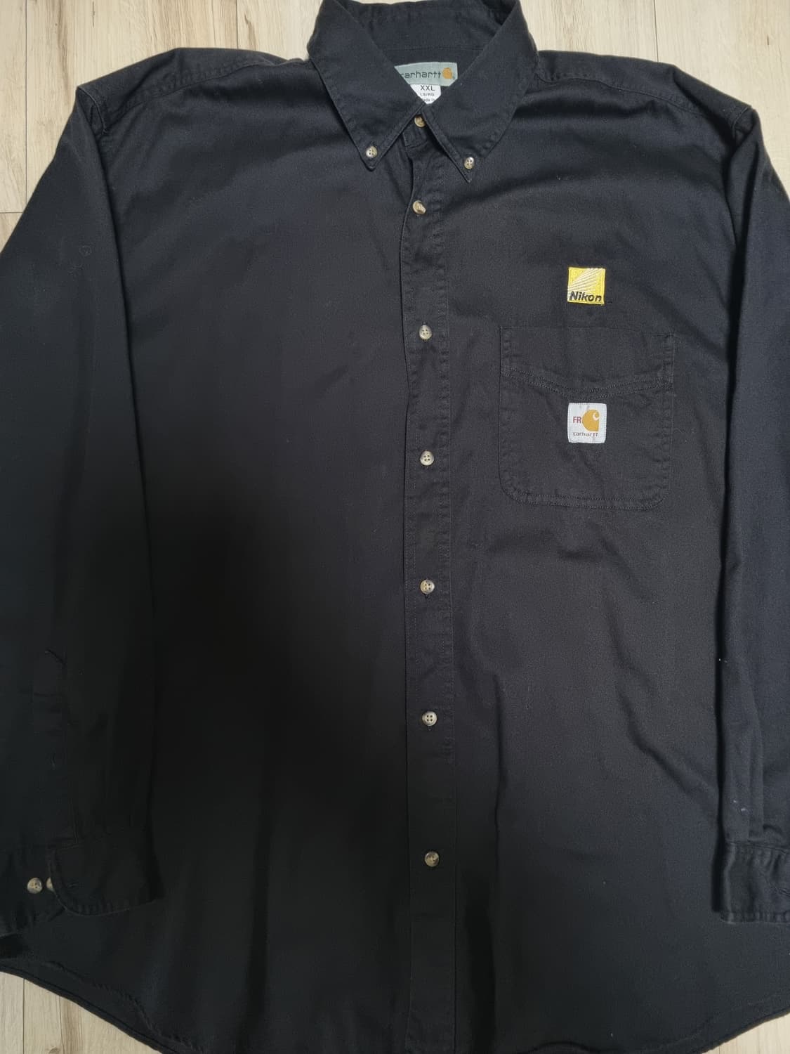 칼하트 코튼 블랙 워크셔츠(XXL) 니콘 패치 상품이미지1