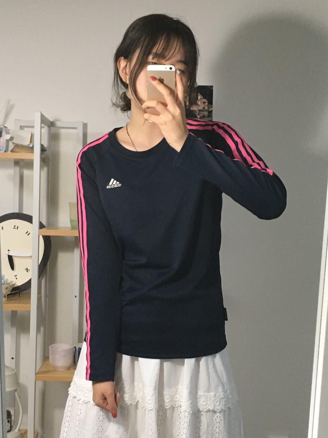 아디다스 네이비+네온핑크 슬리브 상품이미지1