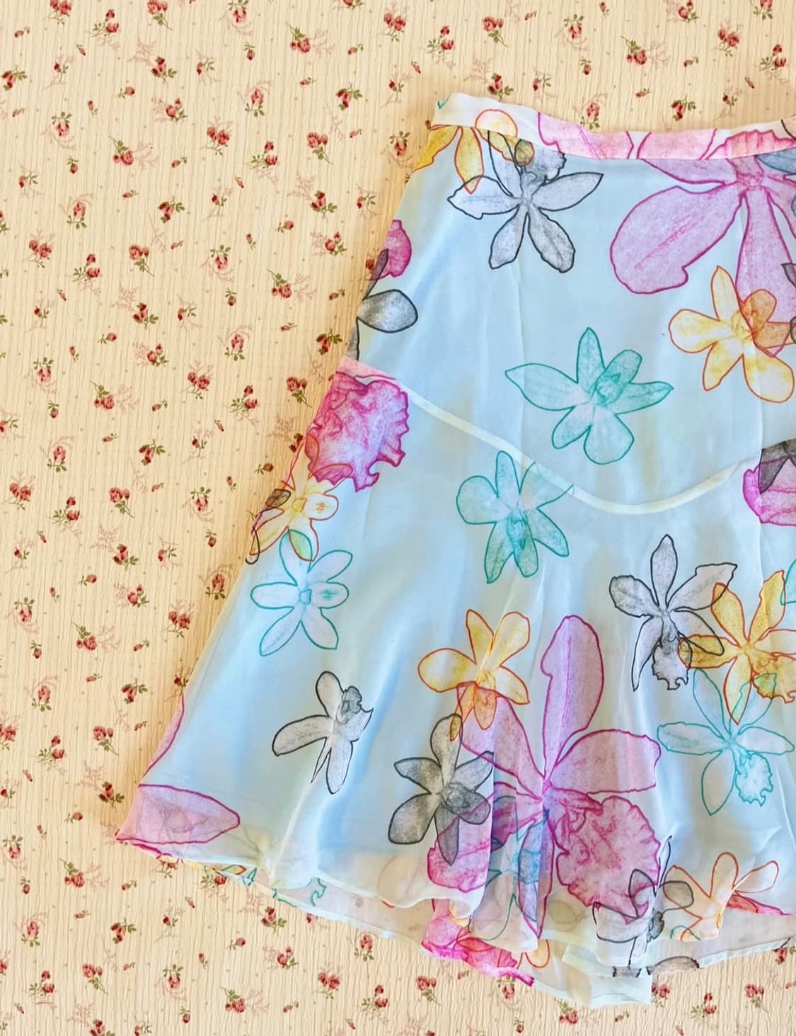 플로럴 쉬폰 미디 스커트 하구미 페어리 상품이미지3