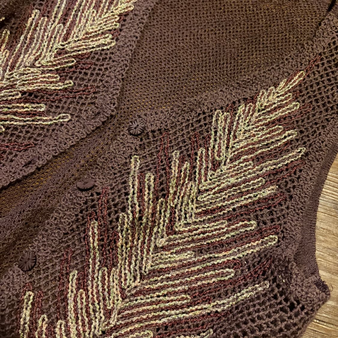 JAPANESE VINTAGE PURPLE COTTON MESH VEST 상품이미지2