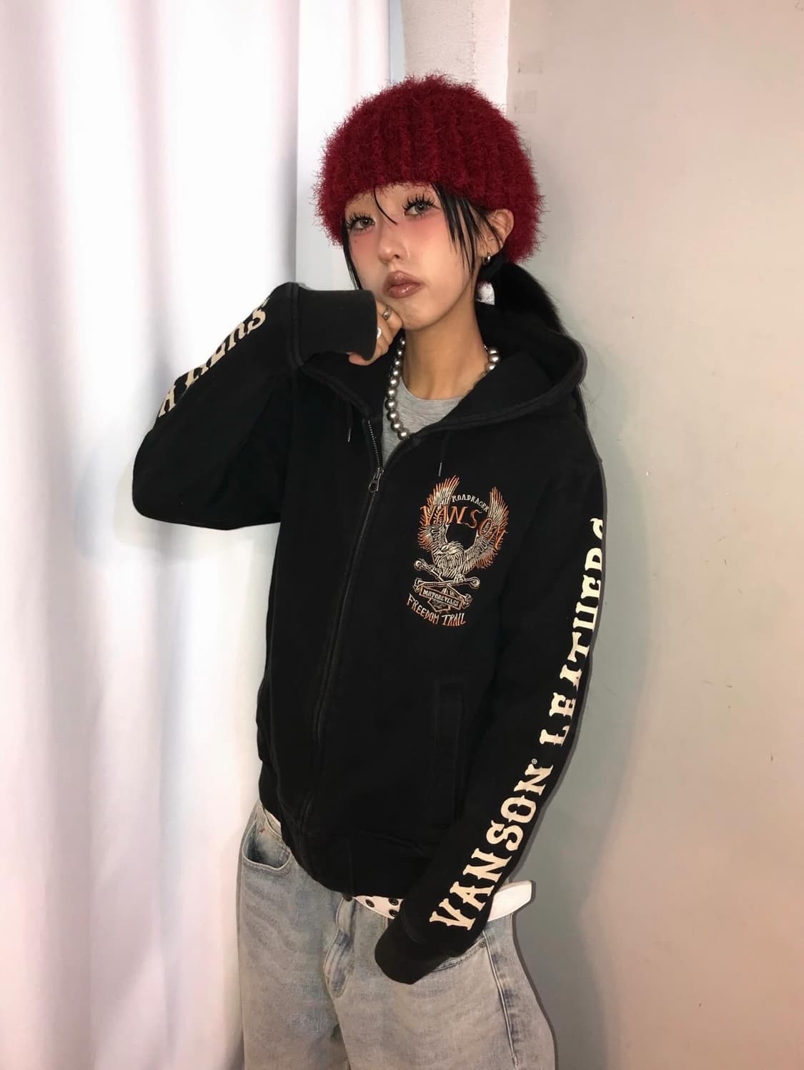 Vanson Embroidery Hood Zip-Up 상품이미지3