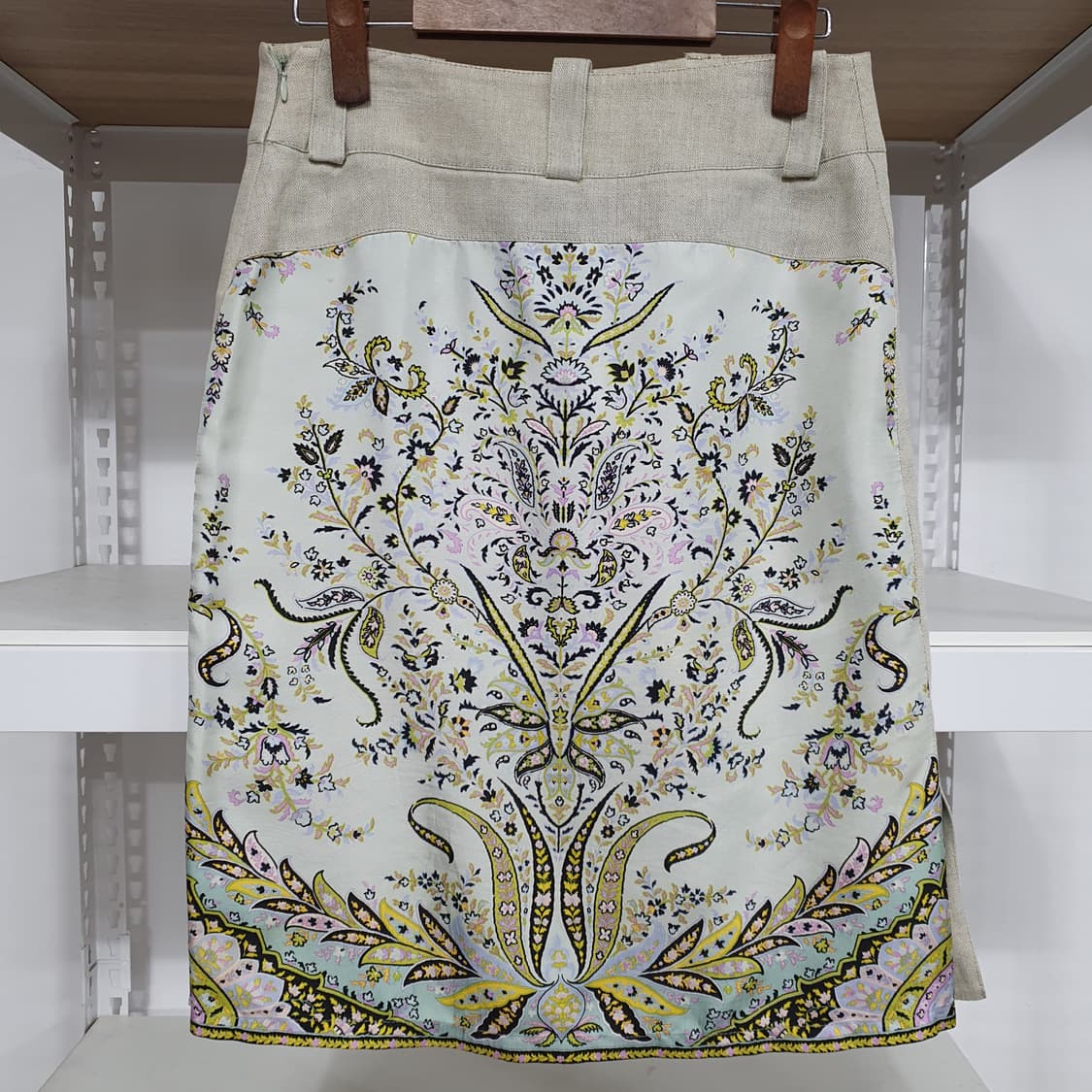 (40) 에트로 정품 실크100% 린넨100% 페이즐리 스커트 상품이미지2