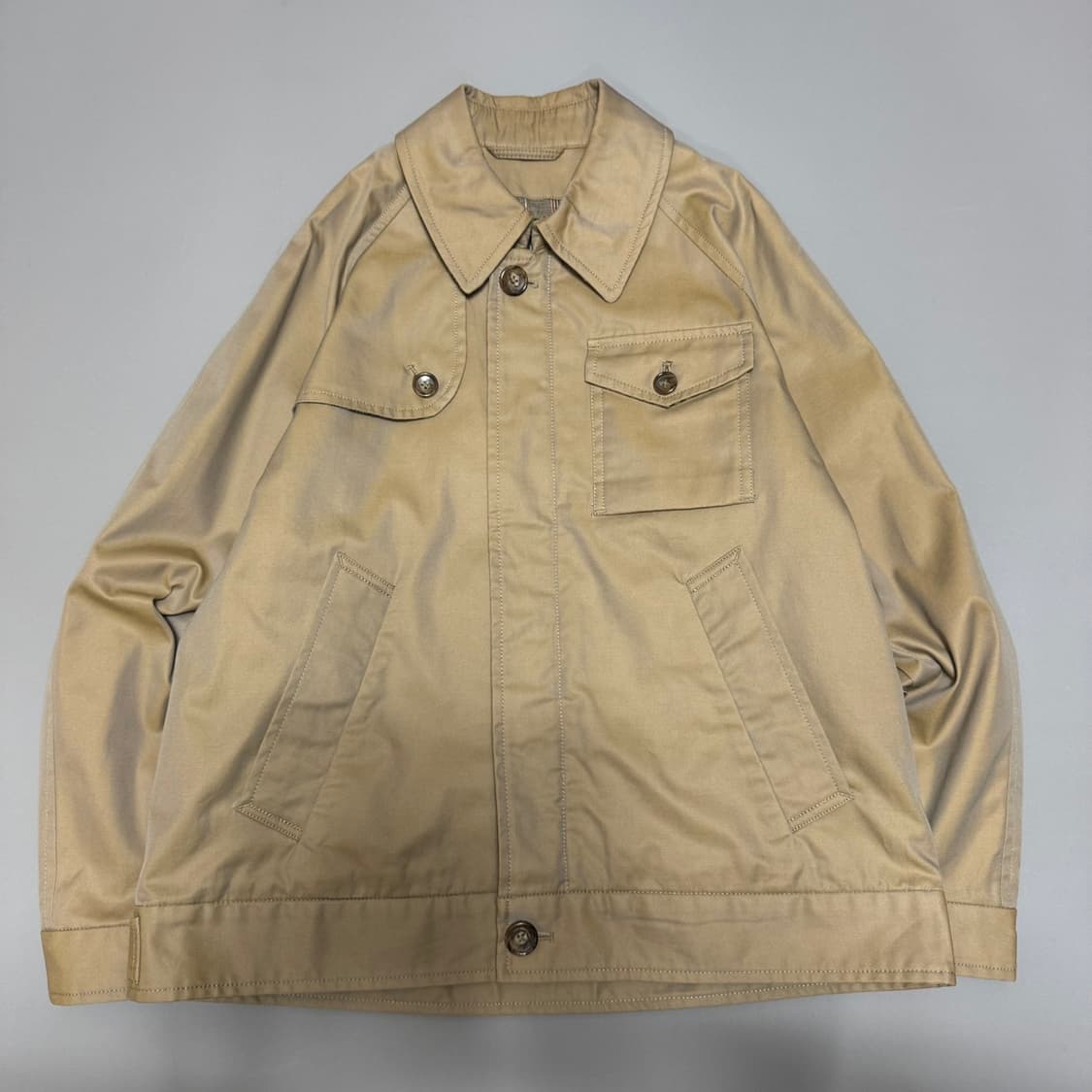 빔즈(BEAMS) 베이지컬러 코튼 더블 집업 트렌치 블루종 자켓 상품이미지6