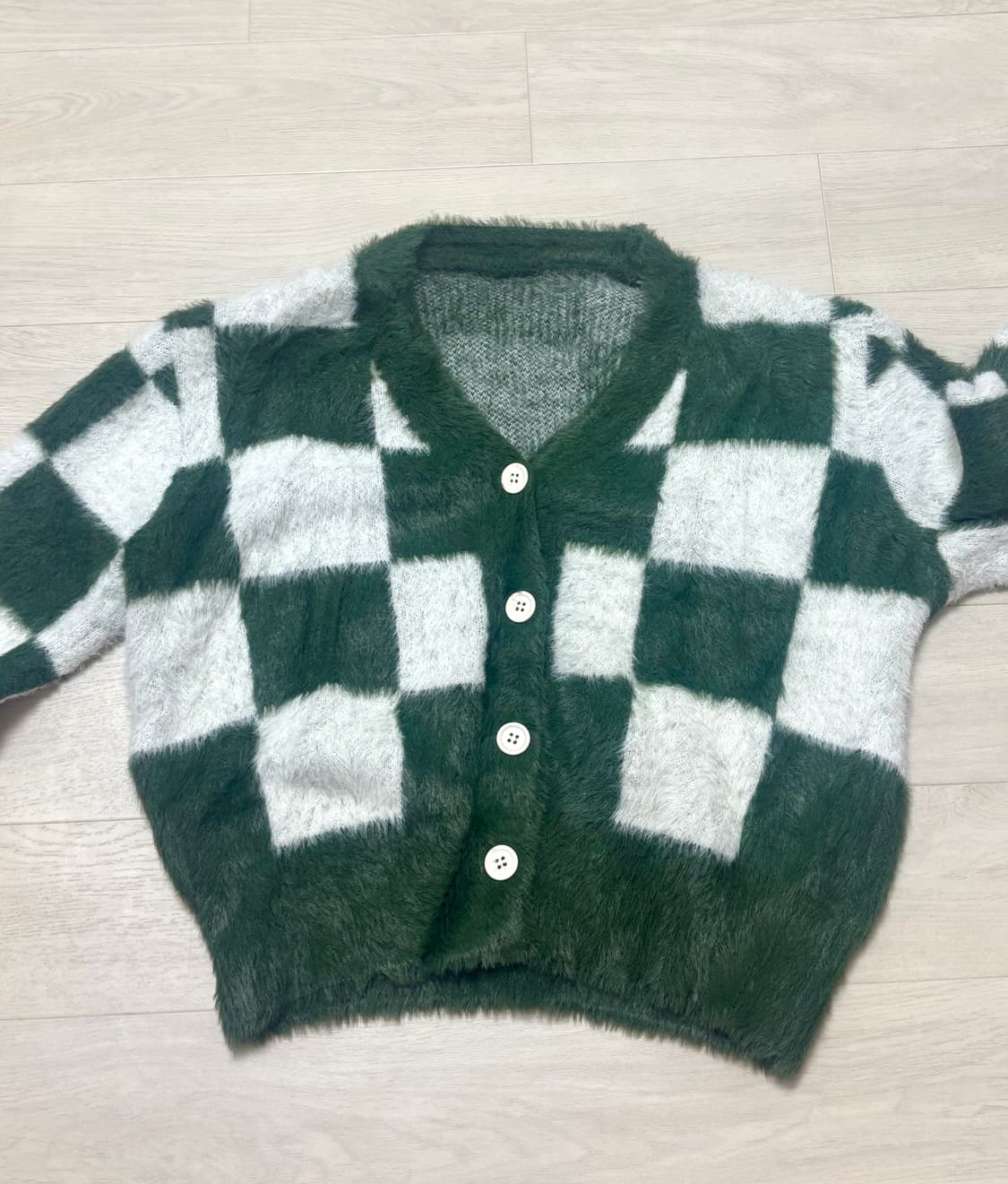 체크무늬 니트 가디건 상품이미지1