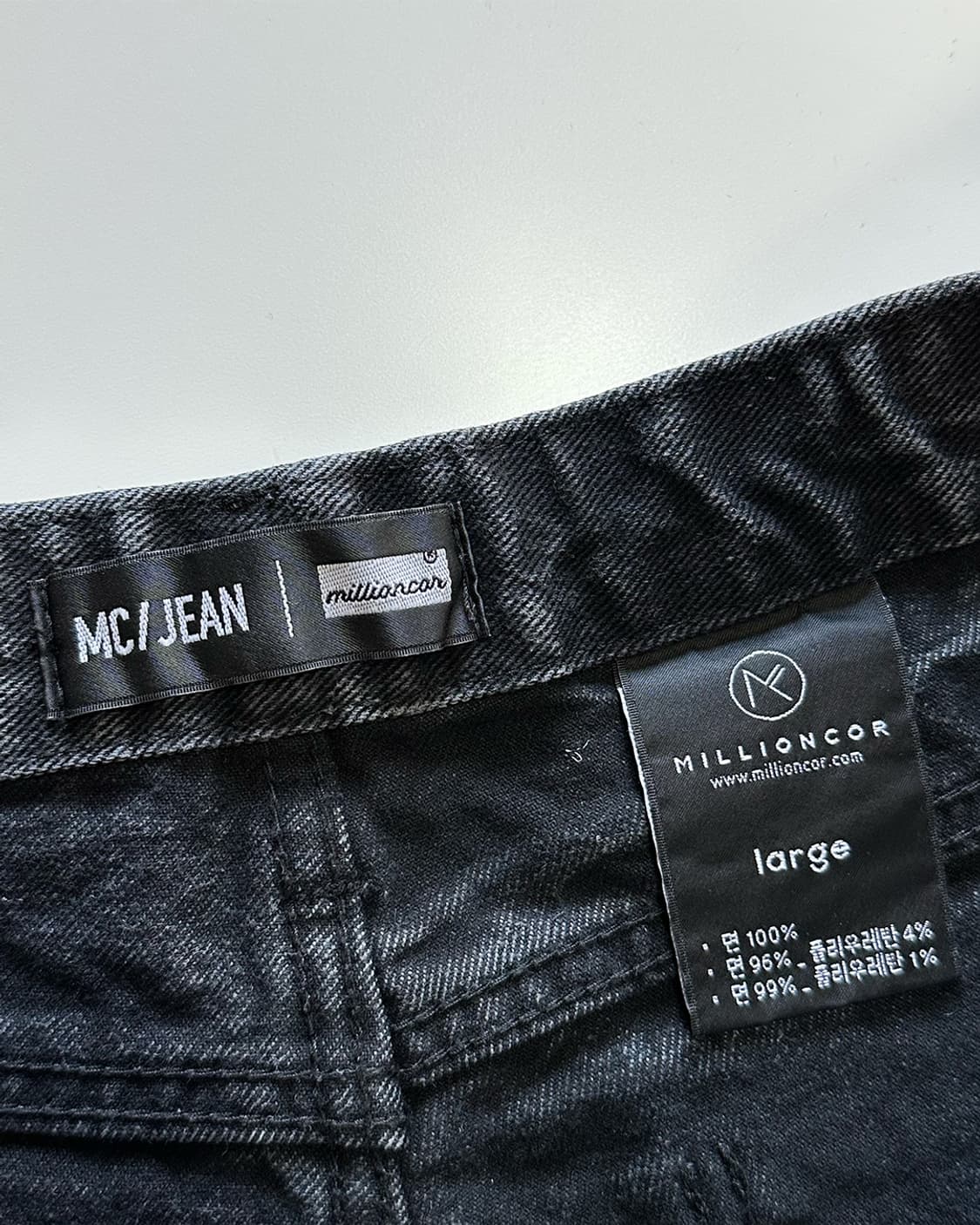 리언코르 워싱 흑청 데님 팬츠 상품이미지3