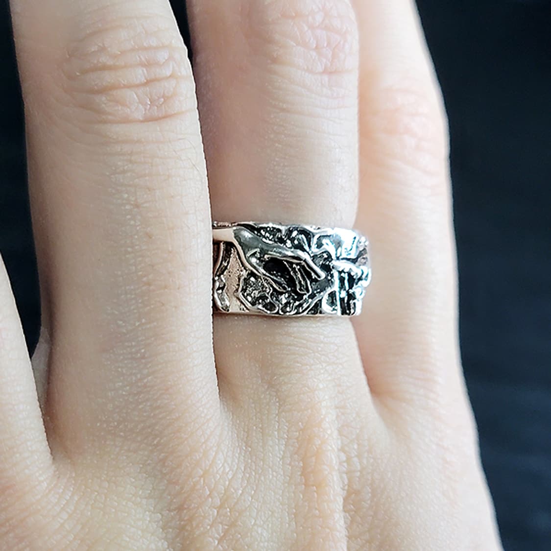 Preach 백동 남자 엔틱 빈티지 명품 조형 텍스쳐 손가락 반지 상품이미지7