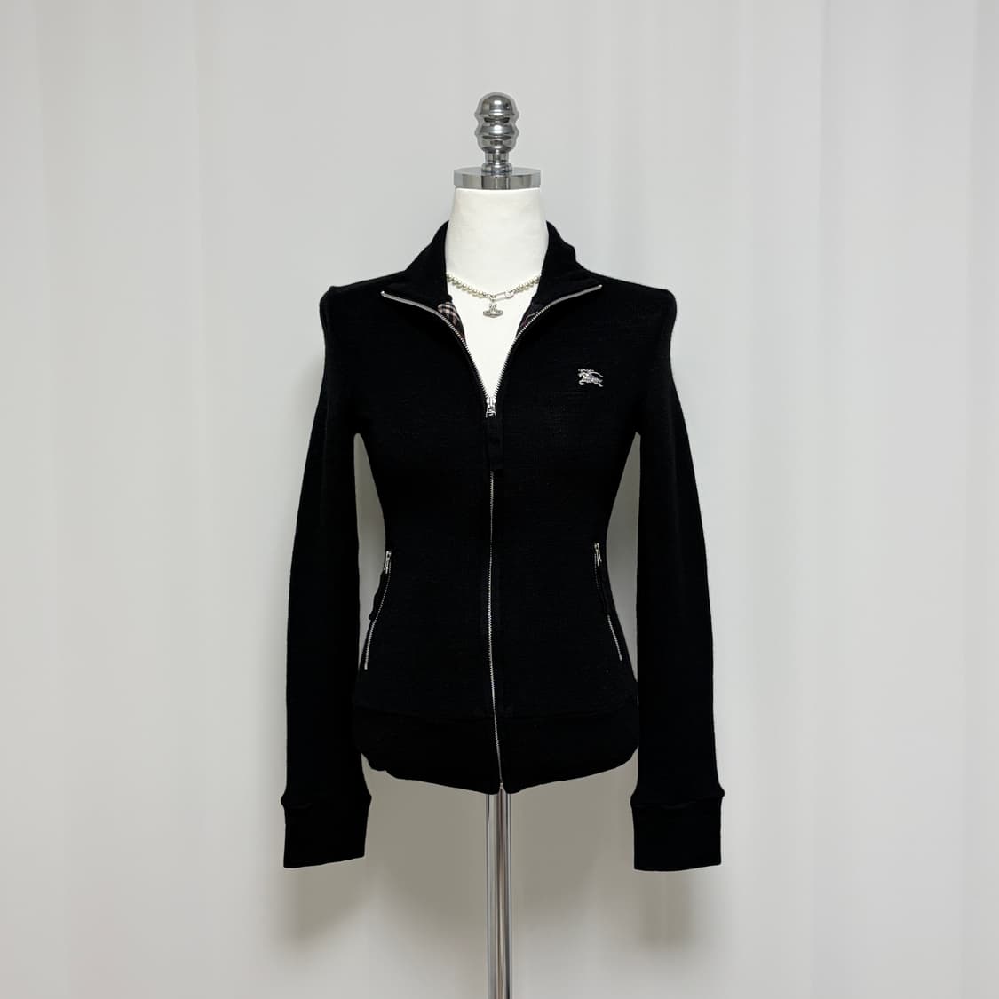 버버리 울 니트 집업 가디건 블랙 상품이미지2