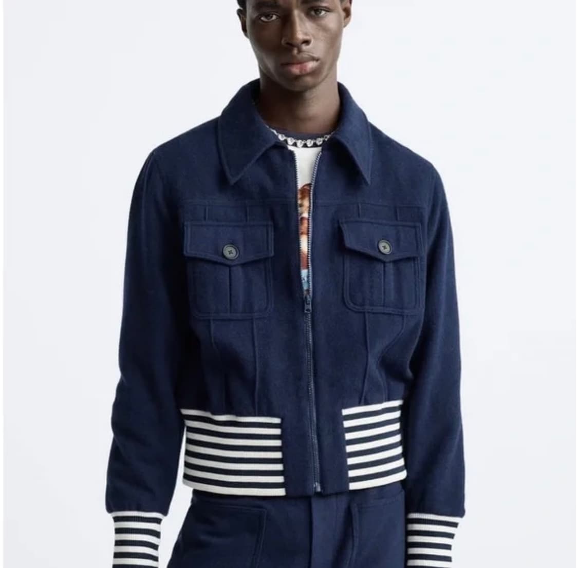 자라 해리램버트 콘트라스트 립 자켓/부츠컷 팬츠 상품이미지1