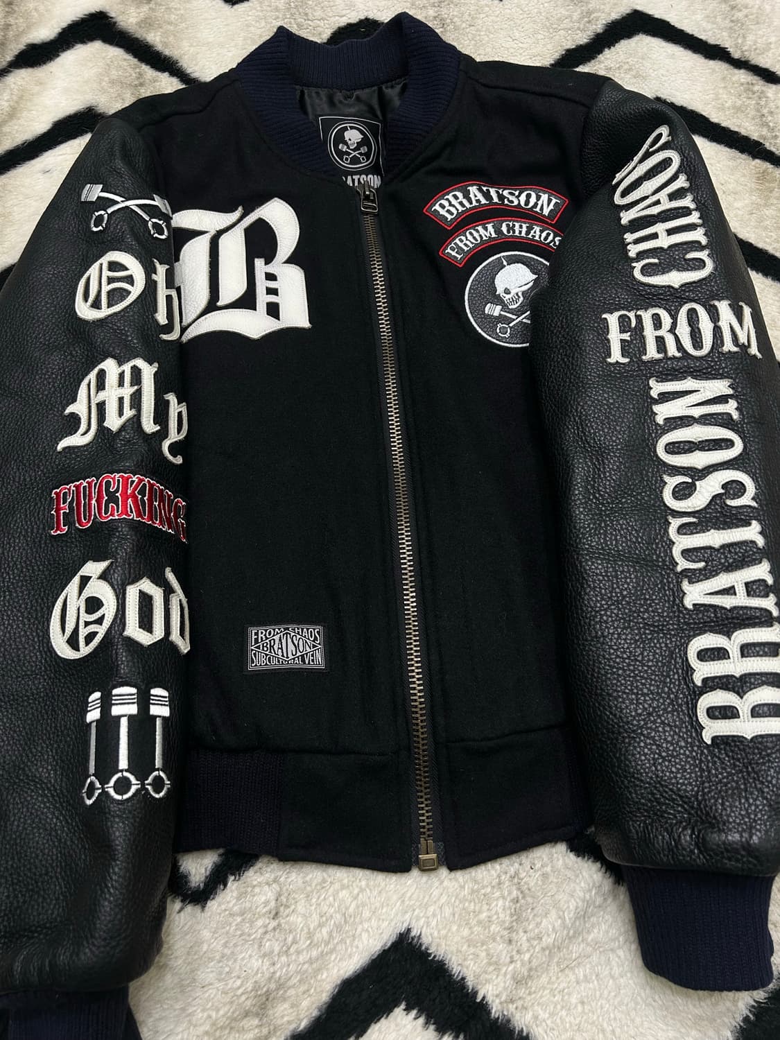 [S]브랫슨 패치 스컬 스타디움 바시티/소가죽 상품이미지5