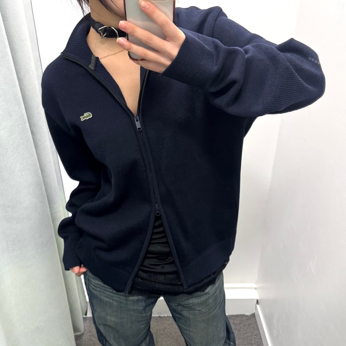 라코스테 네이비 투웨이 니트 집업 상품이미지1