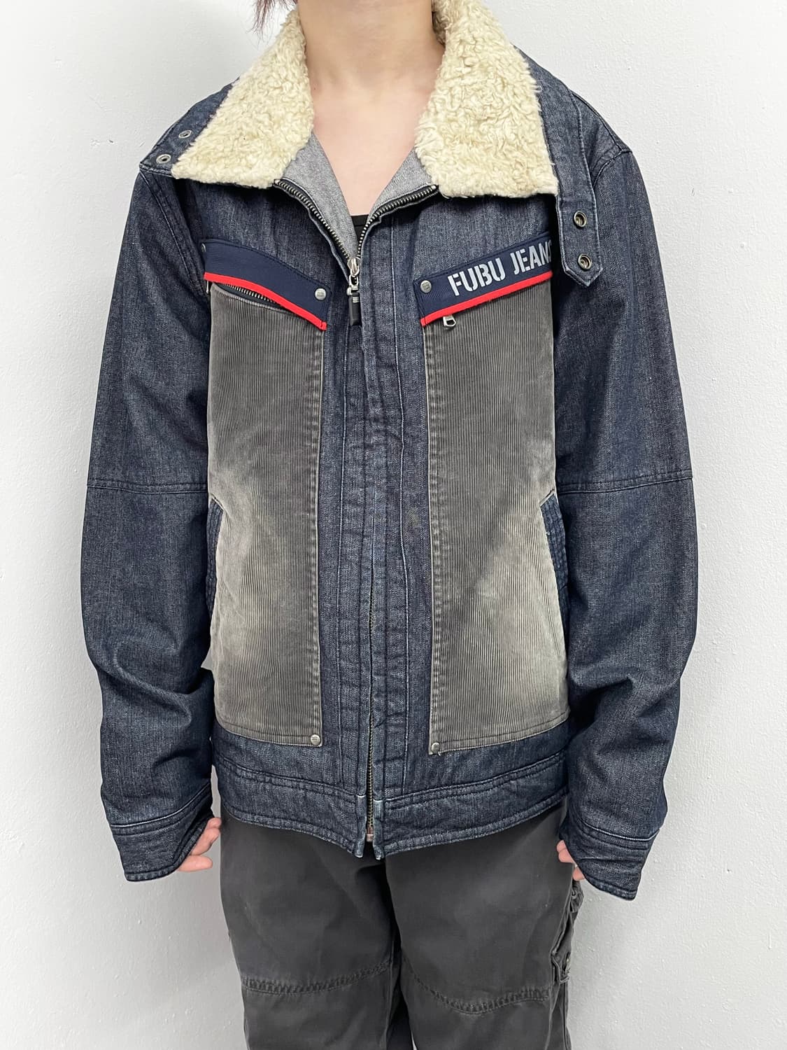 푸부 데님 믹스 보아 워크자켓 상품이미지2