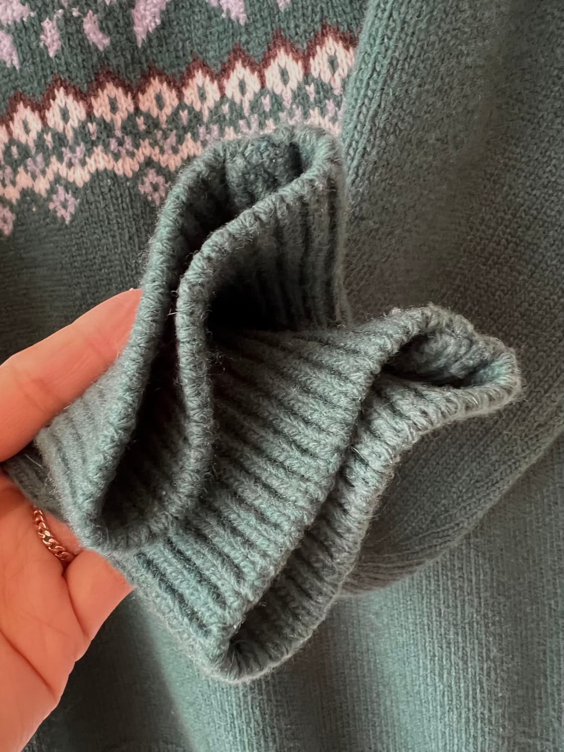 빈폴 여성 그린 노르딕패턴 라운드울니트  상품이미지4