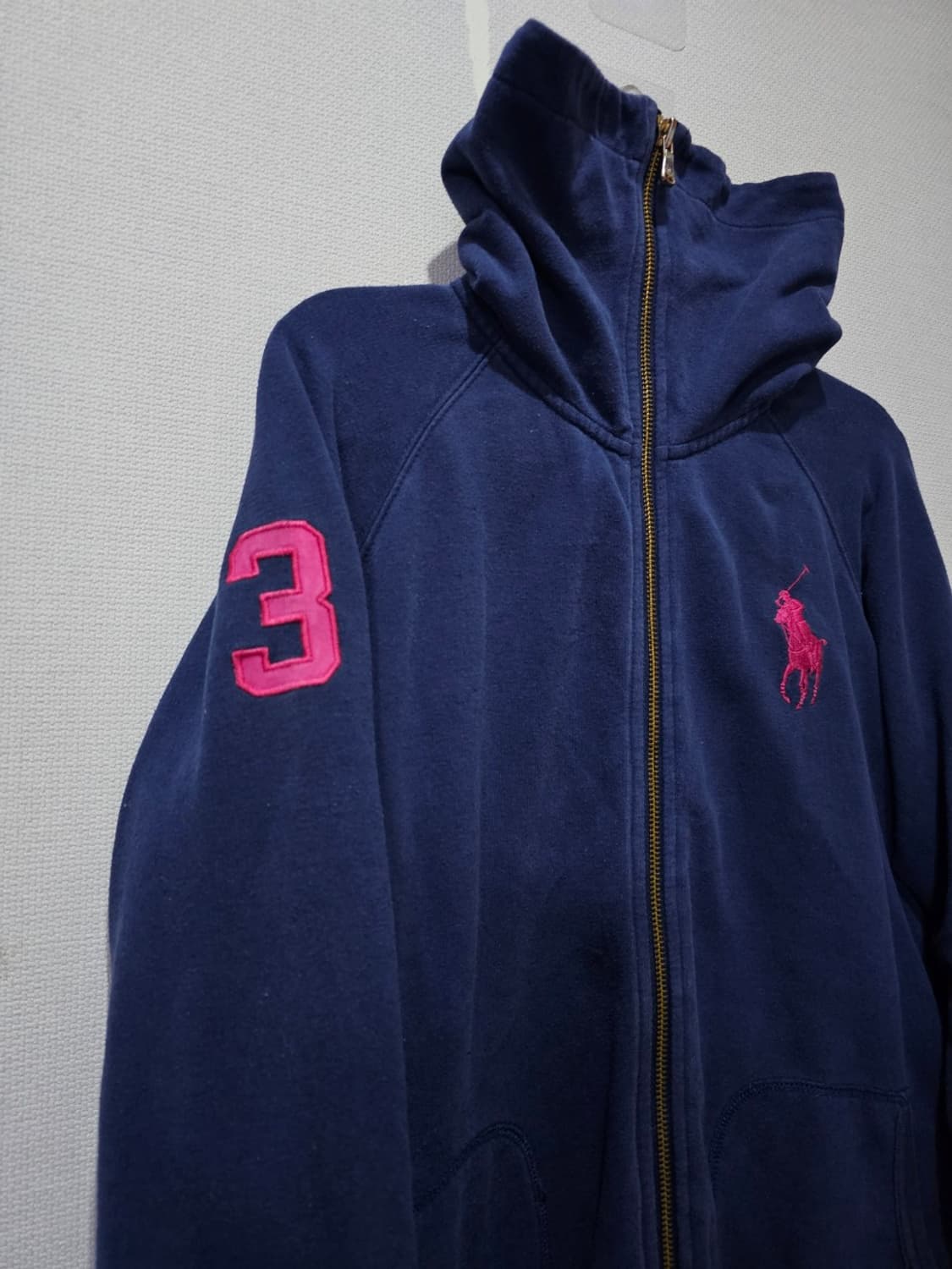 폴로 POLO 빅포니 핑크 네이비 후드집업 95 / M 상품이미지2