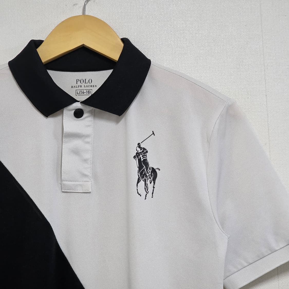 90 희귀템 폴로랄프로렌 기능성 빅포니 반팔 럭비티 흰검 상품이미지2