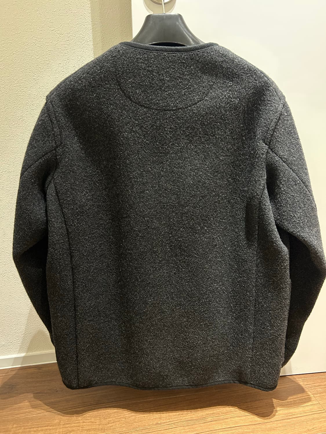 단톤 노카라 울 가디건 자켓 챠콜 상품이미지2