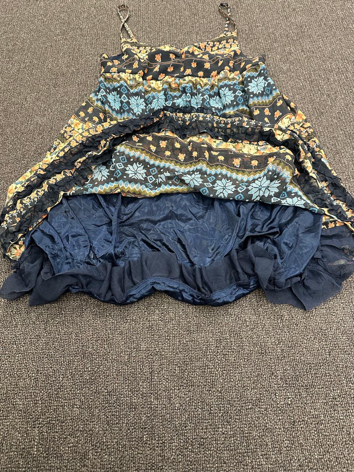 OS)Japanese vintage 플라워 패턴 뷔스티에 원피스 상품이미지3