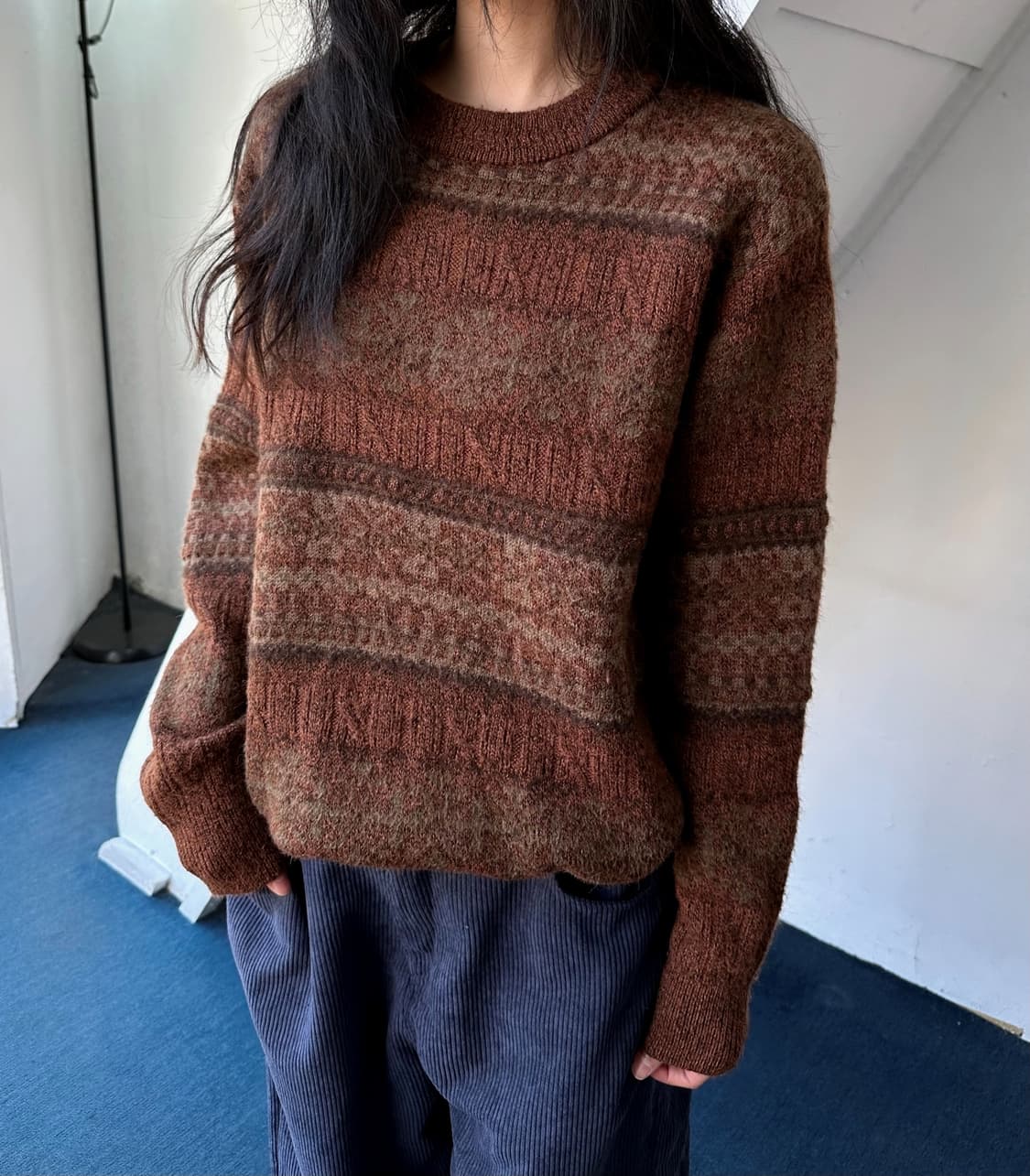 Alpaca wool blend pattern knit P/O 상품이미지7