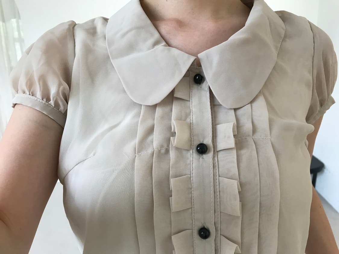 vintage beige frill blouse 상품이미지7