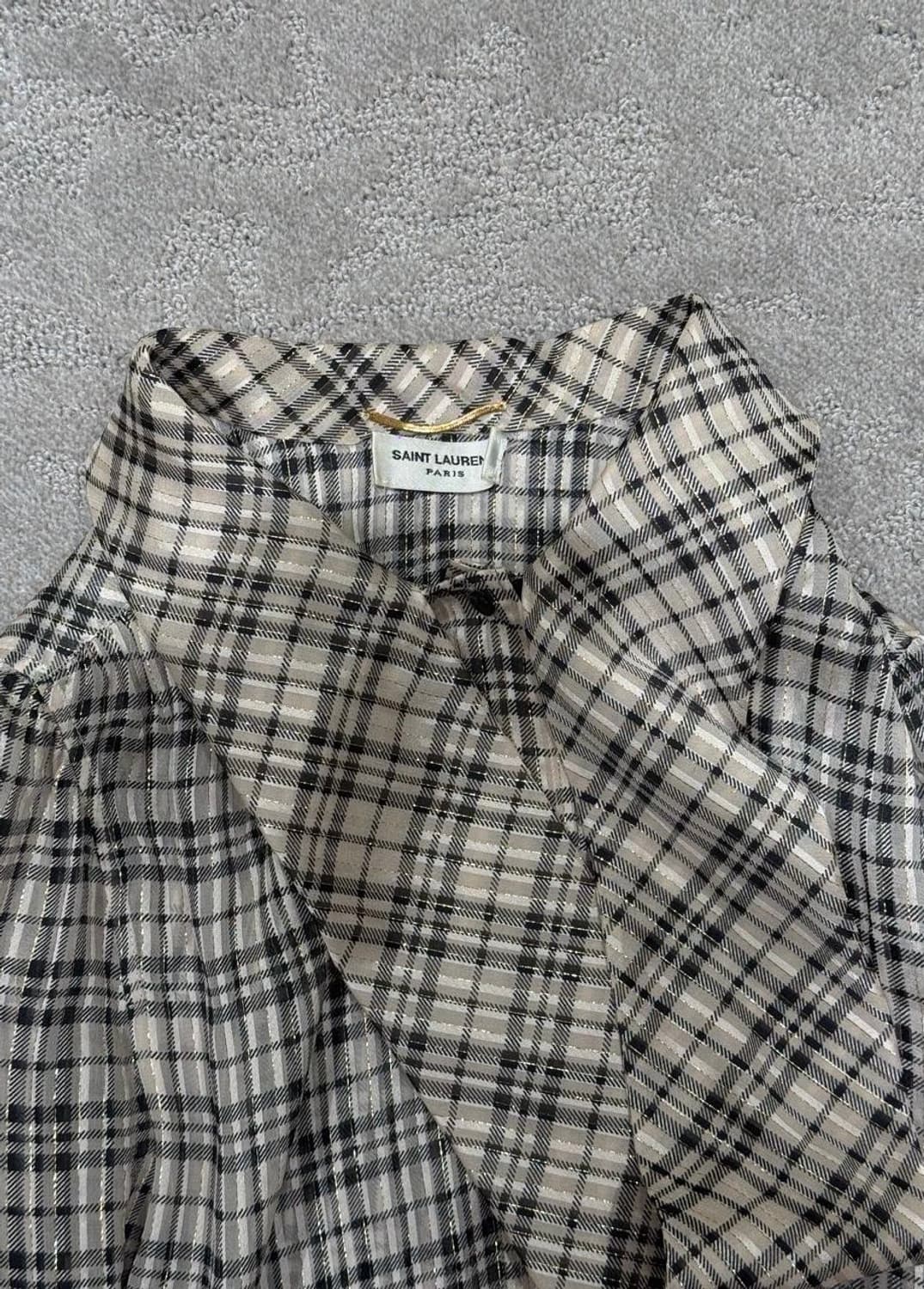 [블랙핑크 로제님 착용] 생로랑 21AW 체크 타이 셔츠 상품이미지6