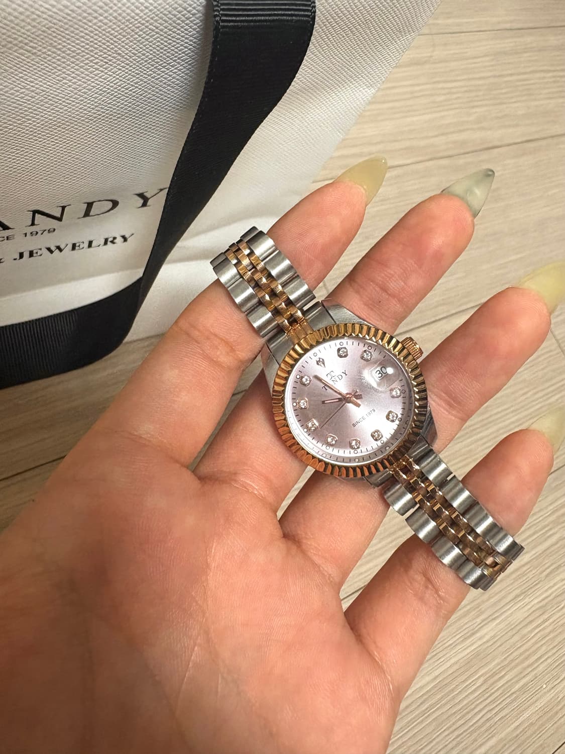 텐디 메탈 손목시계 로즈골드콤비 상품이미지2