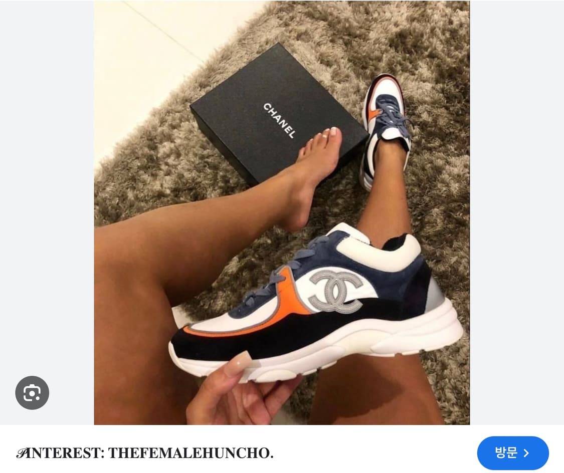 [정품] 샤넬 스니커즈 운동화 CC로고 화이트/블랙/오렌지37 새상품급  상품이미지9