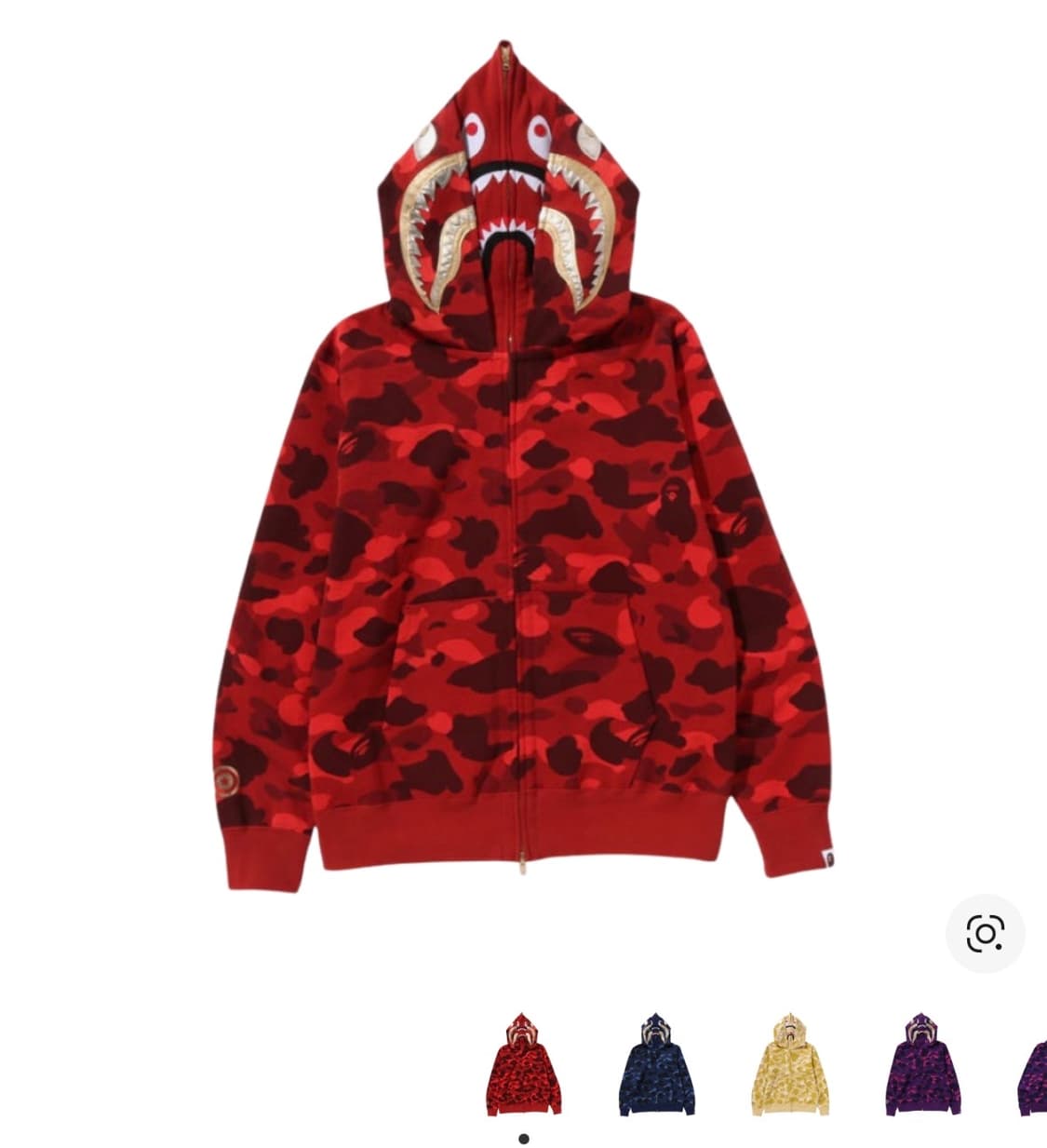 베이프 컬러 카모 더블 샤크 풀 집 후드 브라이트 레드 골드 상품이미지1
